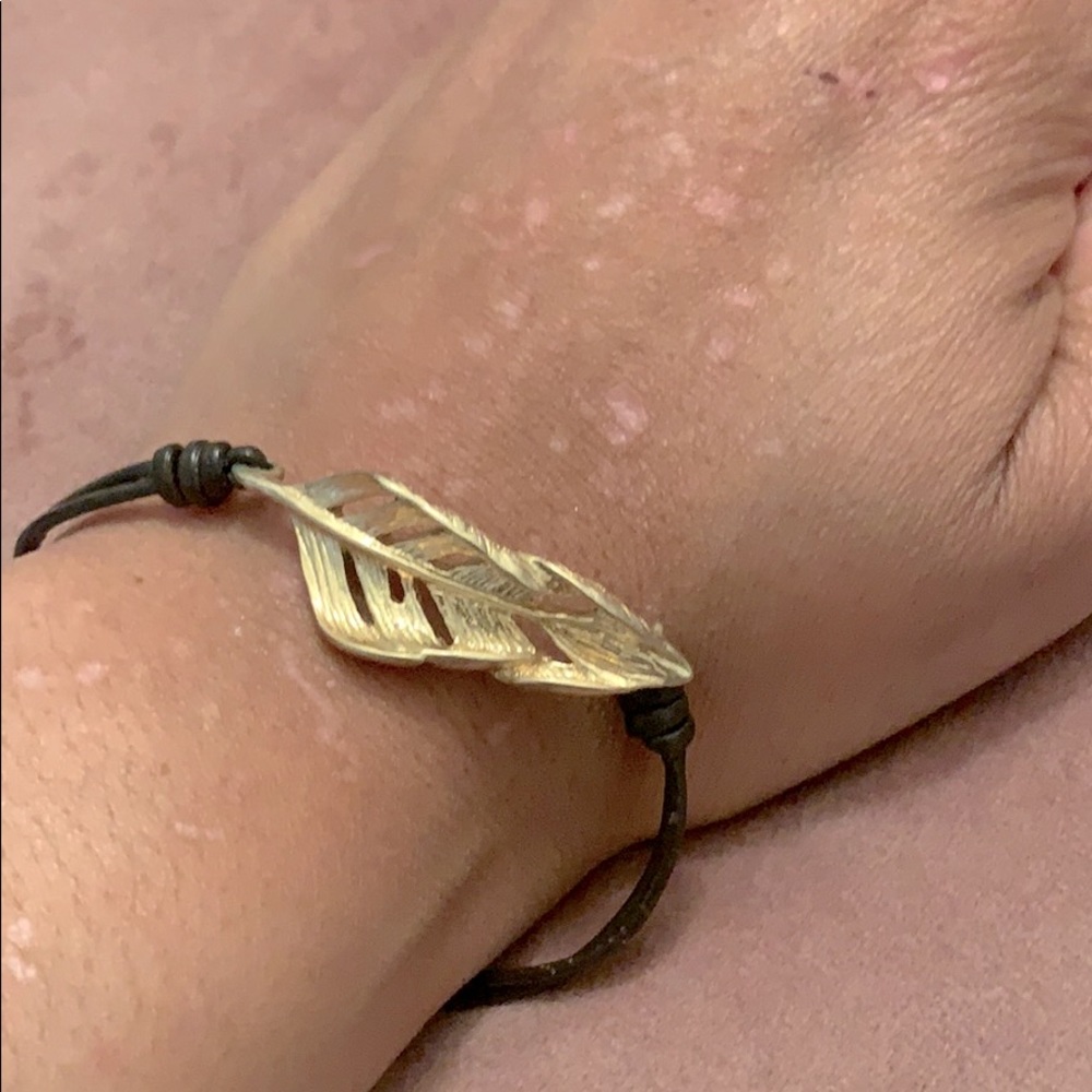 Sculpted Feather Leather wrap bracelet